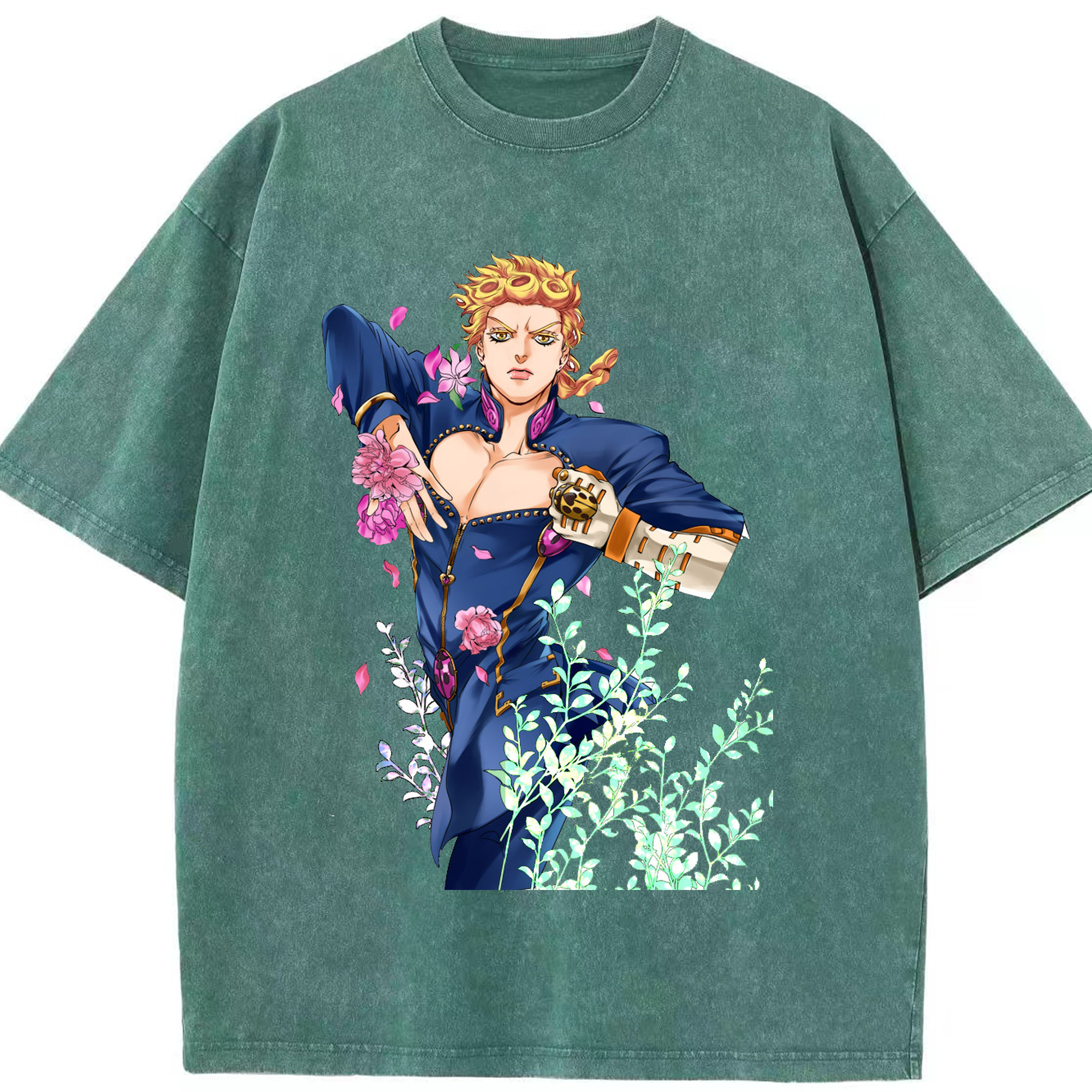 （画像用） ジョジョの奇妙な冒険 ジョルノ?ジョバァーナ JoJo's Bizarre Adventure Giorno Giovanna 綿100% ヴィンテージ風 半袖Tシャツ（フロントプリント）